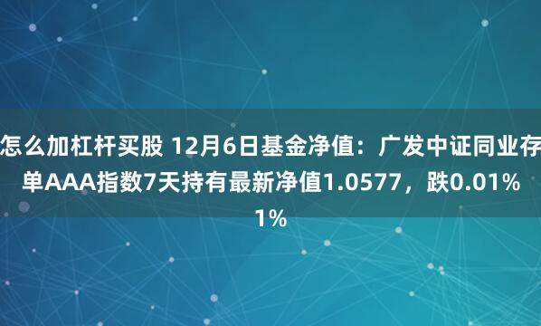 怎么加杠杆买股 12月6日基金净值：广发中证同业存单AAA指数7天持有最新净值1.0577，跌0.01%