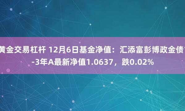 黄金交易杠杆 12月6日基金净值：汇添富彭博政金债1-3年A最新净值1.0637，跌0.02%