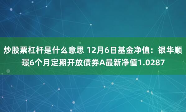 炒股票杠杆是什么意思 12月6日基金净值：银华顺璟6个月定期开放债券A最新净值1.0287