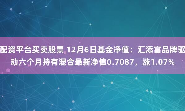 配资平台买卖股票 12月6日基金净值：汇添富品牌驱动六个月持有混合最新净值0.7087，涨1.07%